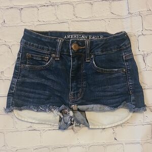 American Eagle Outfitters Blue Distressed Jean Shorts